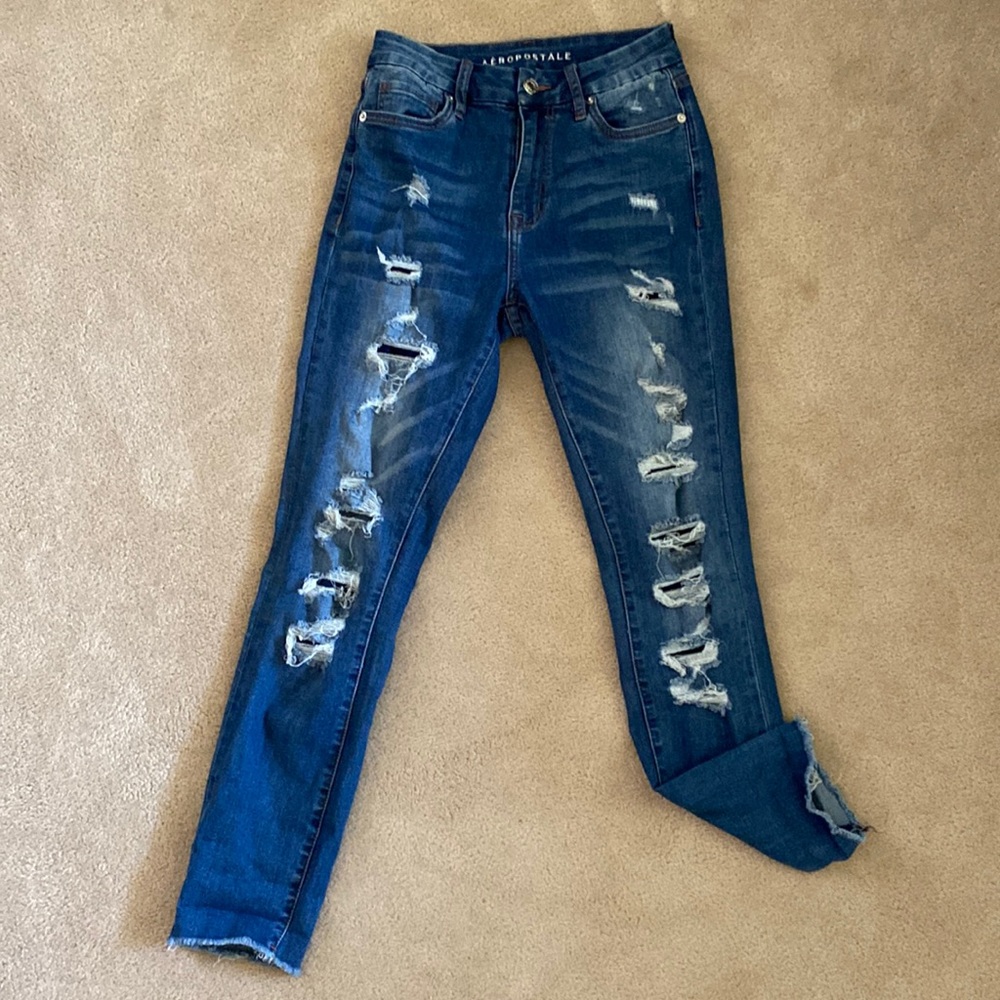 Aeropostale hi rise ripped ankle